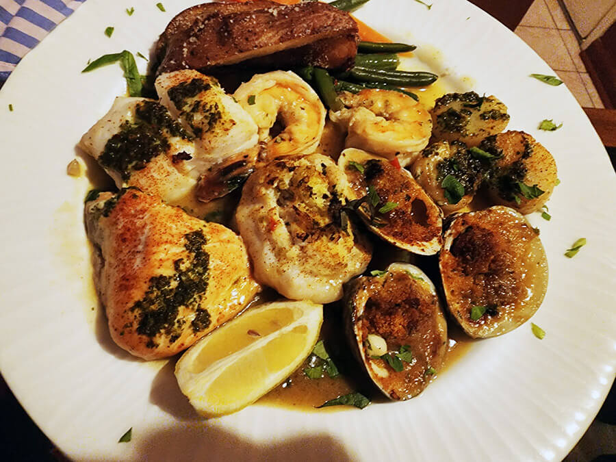 shrimp, clam and fish